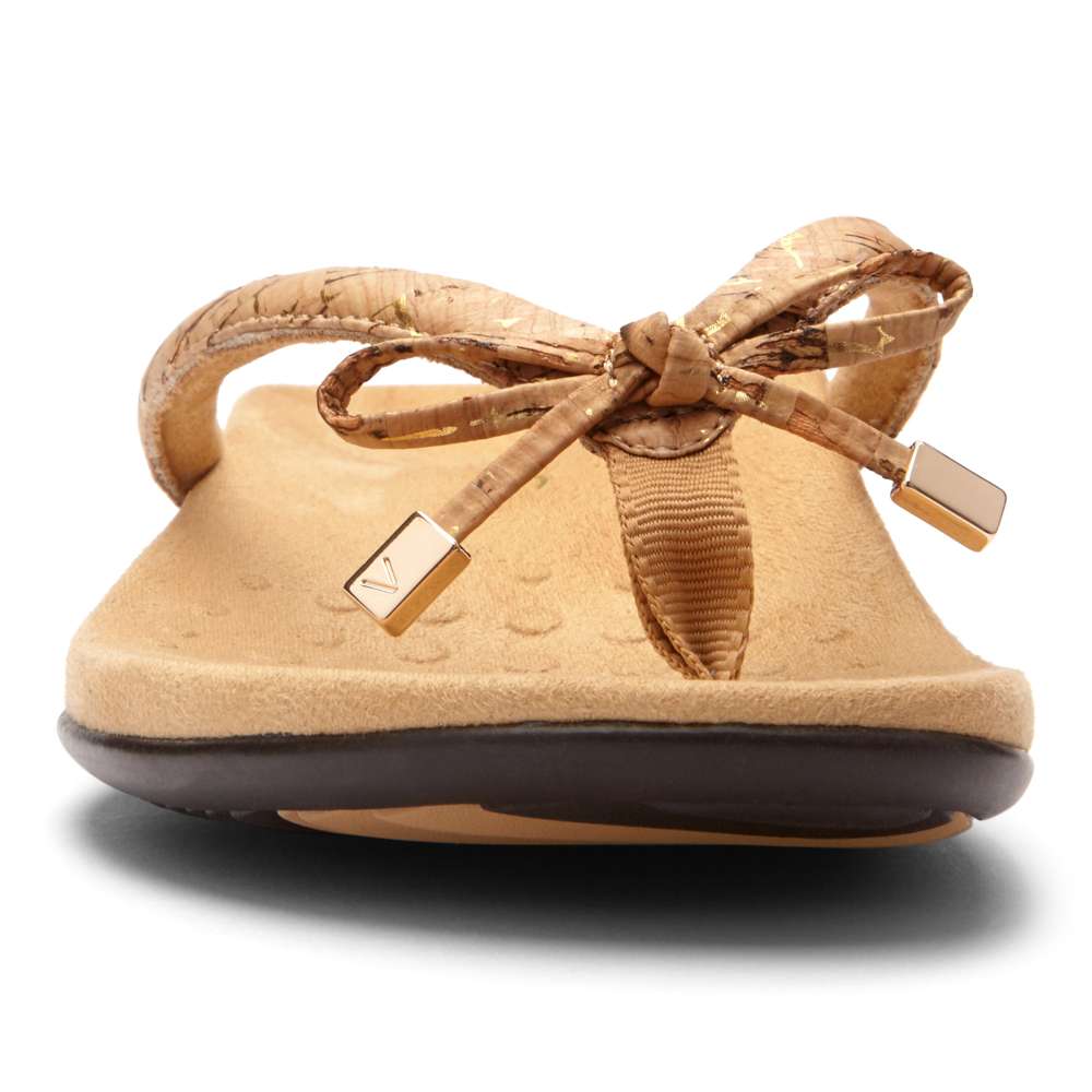 Bella Toe Post Sandal - Gold Cork