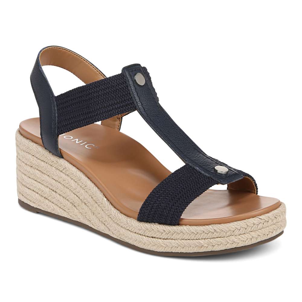 Calera Wedge - Navy Leather