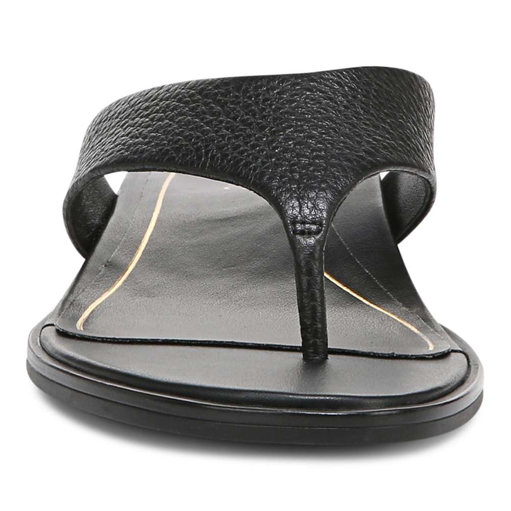 Agave Toe Post Sandal - Black Leather