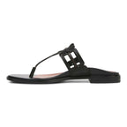 Alvana Toe Post Sandal - Black Leather