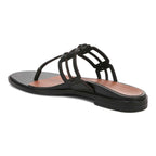 Alvana Toe Post Sandal - Black Leather