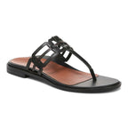 Alvana Toe Post Sandal - Black Leather