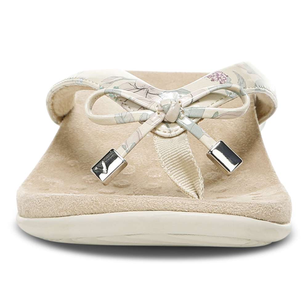 Bella Toe Post Sandal - Cream Botanical