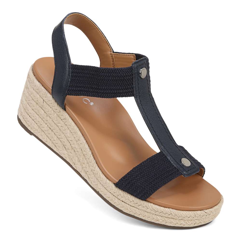 Calera Wedge - Navy Leather