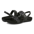 Reese Backstrap Sandal - Black Tumbled Leather