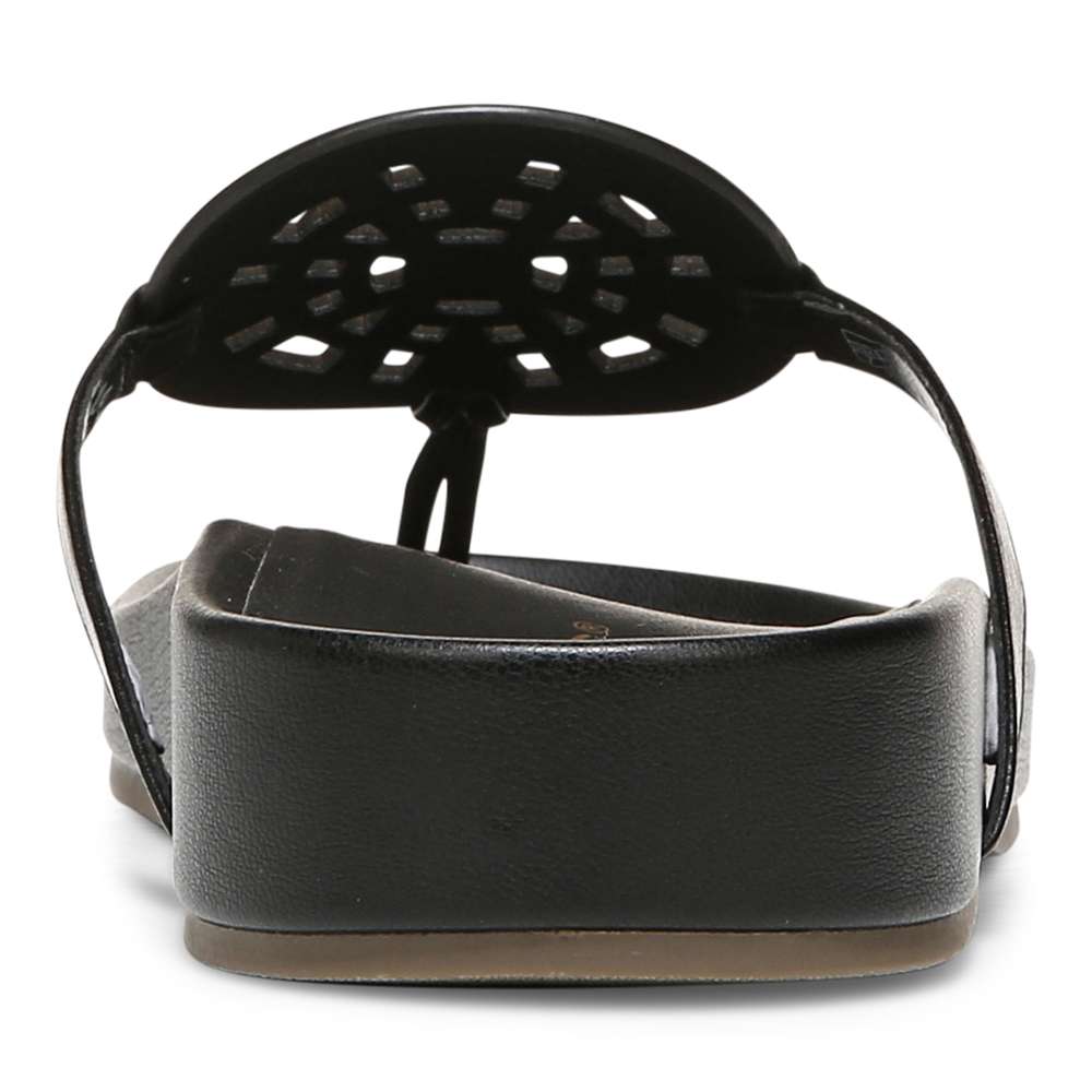 Solari Toe Post Sandal - Black Leather